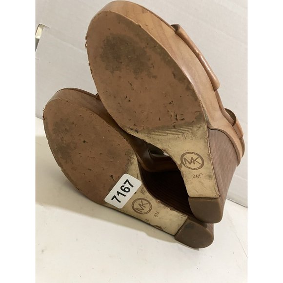 Michael Kors Womens size 8 M Brown Leather Josephine Wedge Platform Sandals shoe - Picture 7 of 7